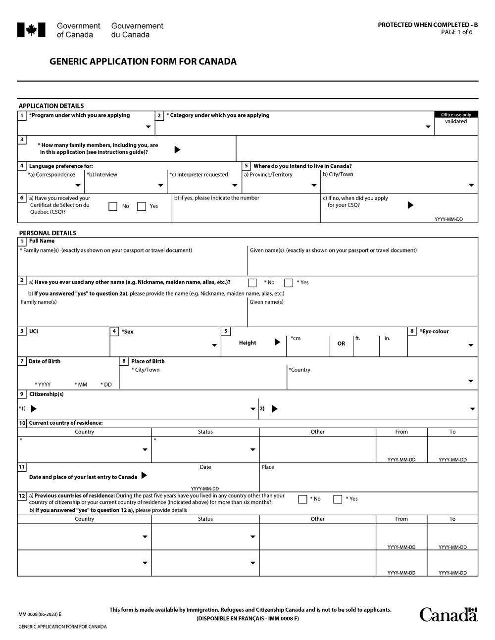 Permanent Residence Official Form Completed for Ukrainians in Canada